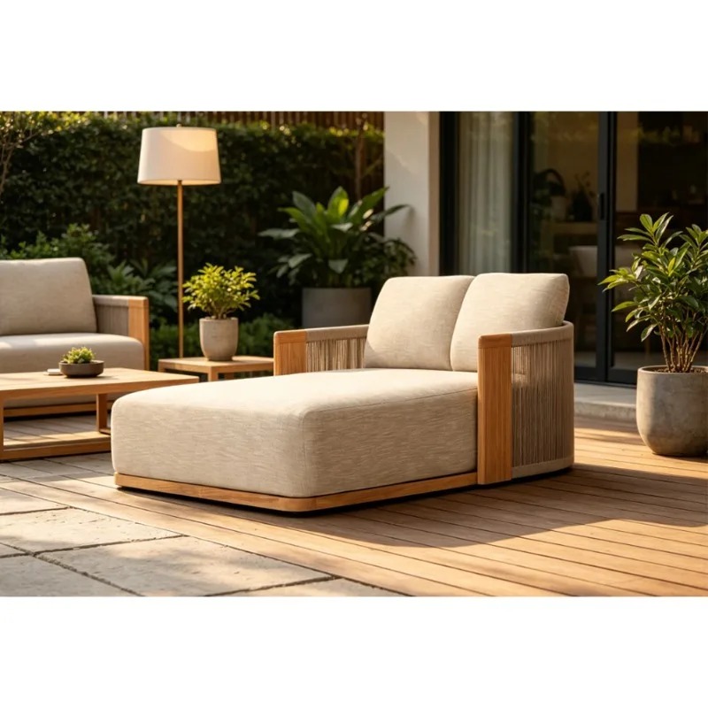 Outdoor Furniture Teak Wood - Lettino prendisole in teak per patio,