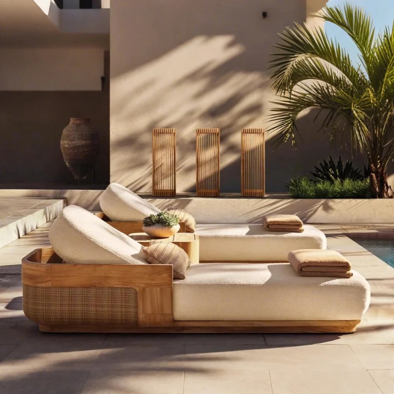 Outdoor Furniture Teak Wood - Set di Sdraio e Lettini da