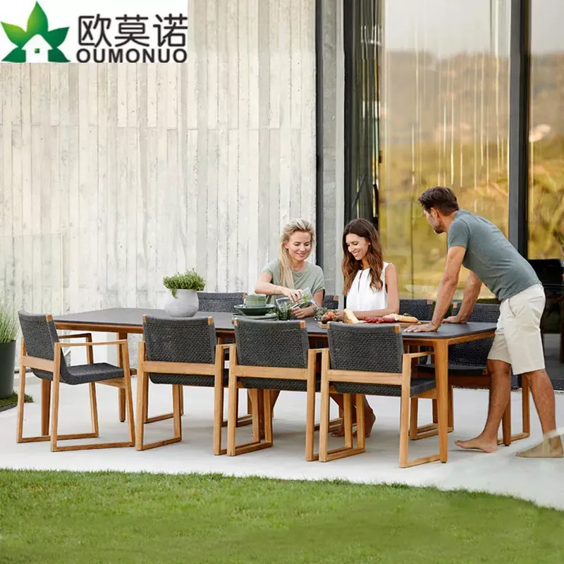 Outdoor Furniture Teak Wood - Set da Pranzo in Rattan e