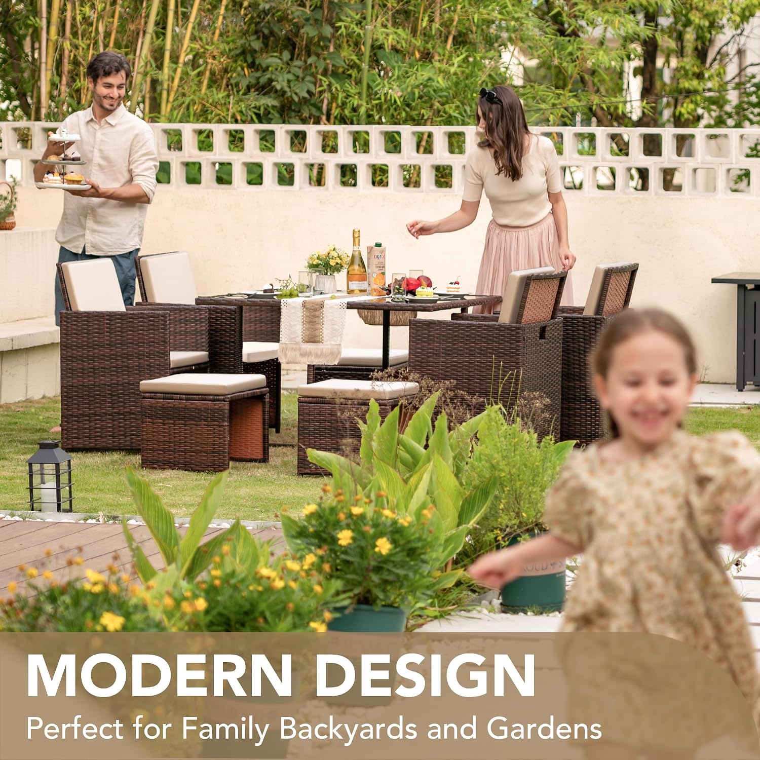 Set da pranzo per patio da 9 p - Outdoor Furniture Rattan recensione e prezzo