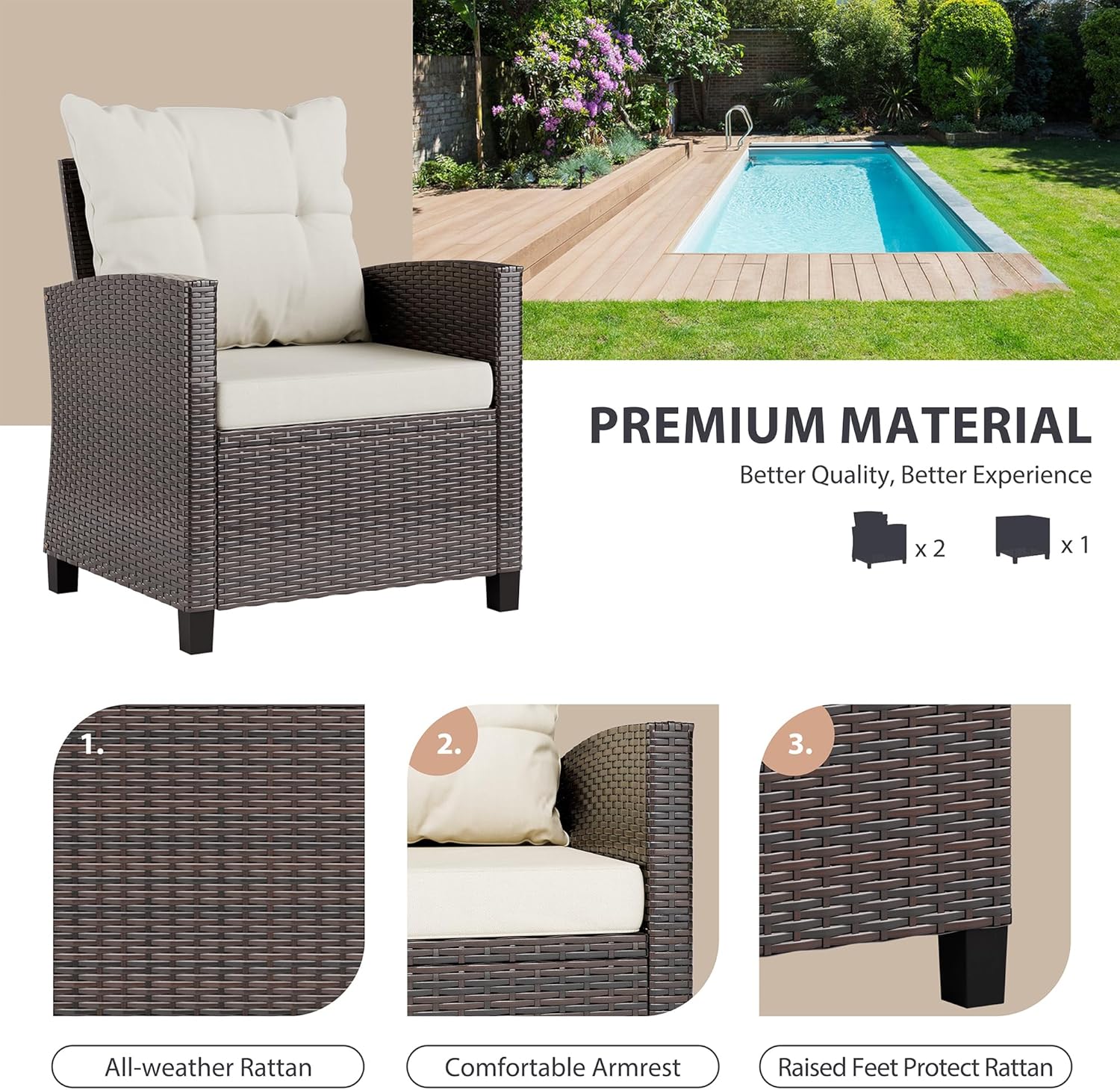 Set da bistrot da veranda in v - Outdoor Furniture Rattan recensione e prezzo