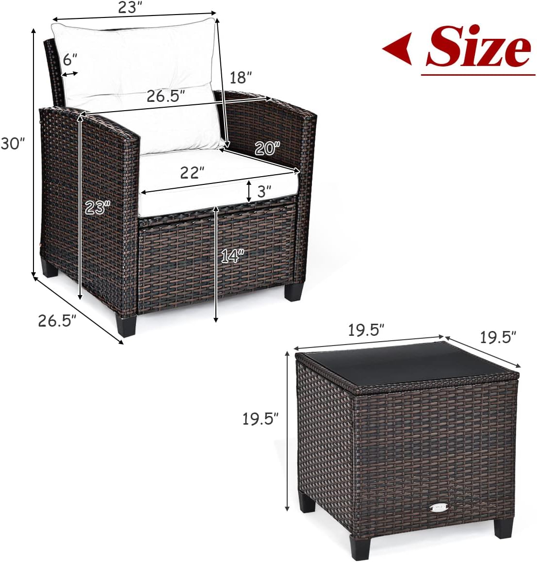 Set di mobili da giardino da 3 - Outdoor Furniture Rattan recensione e prezzo